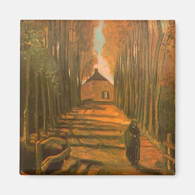 Aimant Vincent van Gogh - Allée de peupliers en automne (Devant)