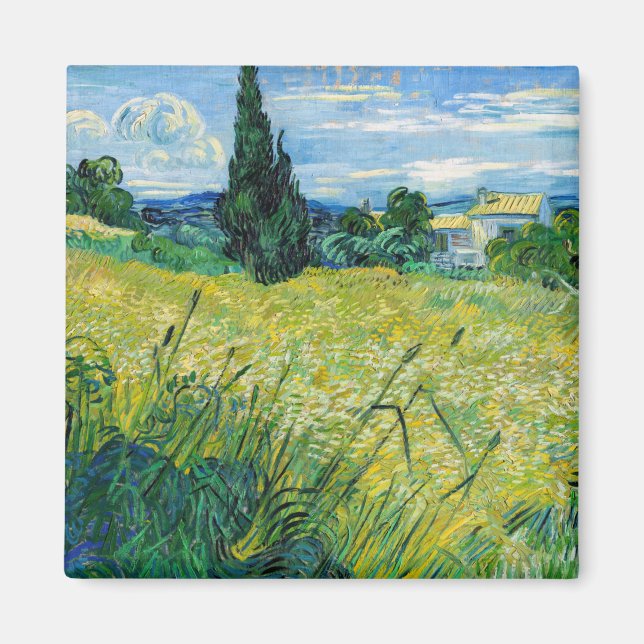 Aimant Vincent van Gogh - Champ de blé vert avec Cypress (Devant)