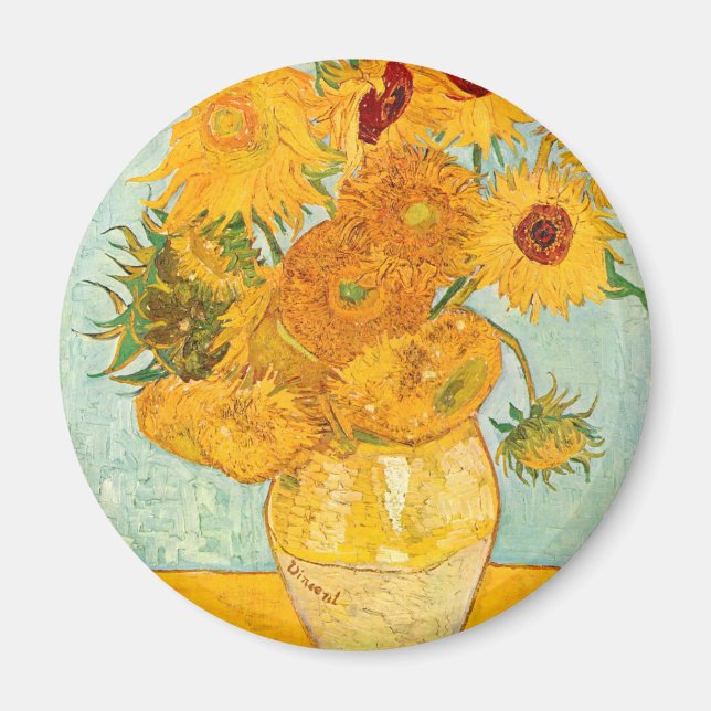 Aimant Vincent Van Gogh Douze tournesols dans un vase Art (Devant)