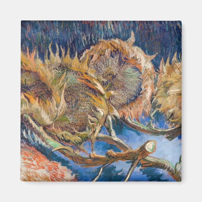 Aimant Vincent van Gogh - Fleurs de soleil coupées en qua (Devant)