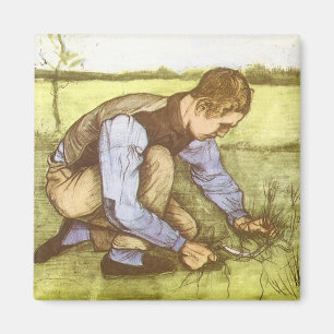 Aimant Vincent van Gogh - Garçon coupant l'herbe avec la 