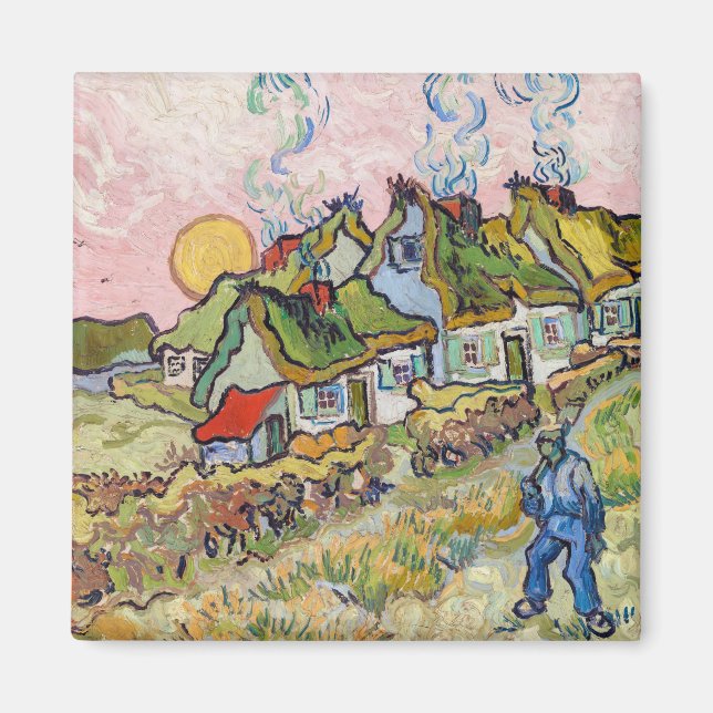 Aimant Vincent van Gogh - Maisons et figure (Devant)