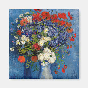 Aimant Vincent van Gogh - Vase avec des Bleuets & Coqueli