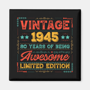 Aimant Vintage 1945 Fait en 1945 80e anniversaire 80 ans