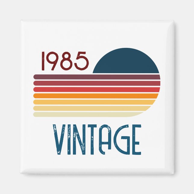 Aimant Vintage 1985 Retro Stripe Sun (Devant)