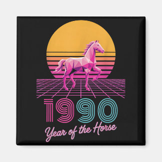 Aimant Vintage 1990 Année du Cheval Cavalier Lunaire CNY