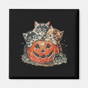 Aimant Vintage 90s Chat Citrouille Halloween Retro Floral