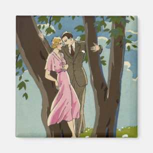 Aimant Vintage Art Déco Amour et Romance Nouveaux mariés
