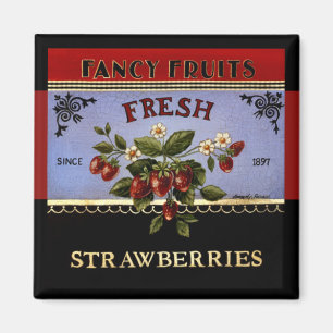 Aimant Vintage aux fraises fraîches