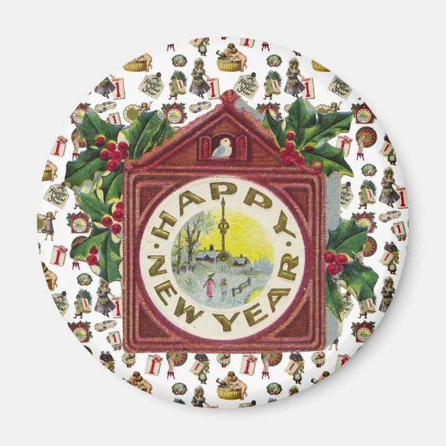 Aimant Vintage Bonne année (Devant)