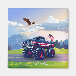 Aimant Vintage, camion monstre américain