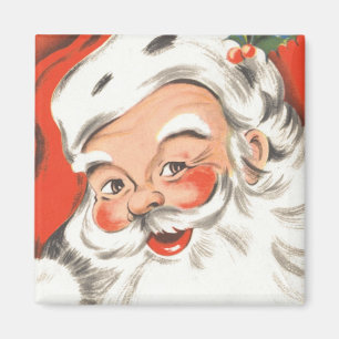Aimant Vintage Christmas, Jolly Santa Claus with Smile