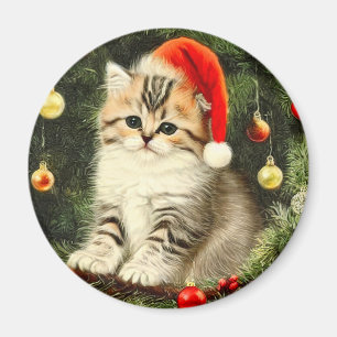 Aimant Vintage Christmas Kitten