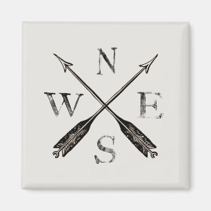 Aimant Vintage Compass Rustique Nord Sud-Est Ouest
