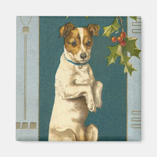 Aimant vintage de chien pour les vacances