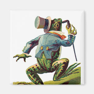 Aimant vintage de grenouille de danse de livre de