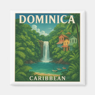 Aimant Vintage Dominica Caribbean Travel Poster