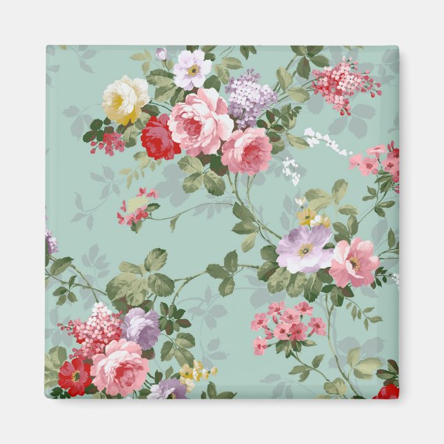 Aimant Vintage Elegant rose Roses Motif (Devant)