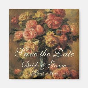 Aimant Vintage Enregistrer la date ! Roses dans un Vase 3