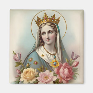 Aimant Vintage Floral Vierge Marie Magnet, catholique