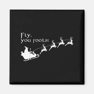 Aimant Vintage Fly You Fools Wizard Santa Traîneau Renne