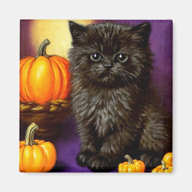 Aimant Vintage Halloween Kitten (Devant)