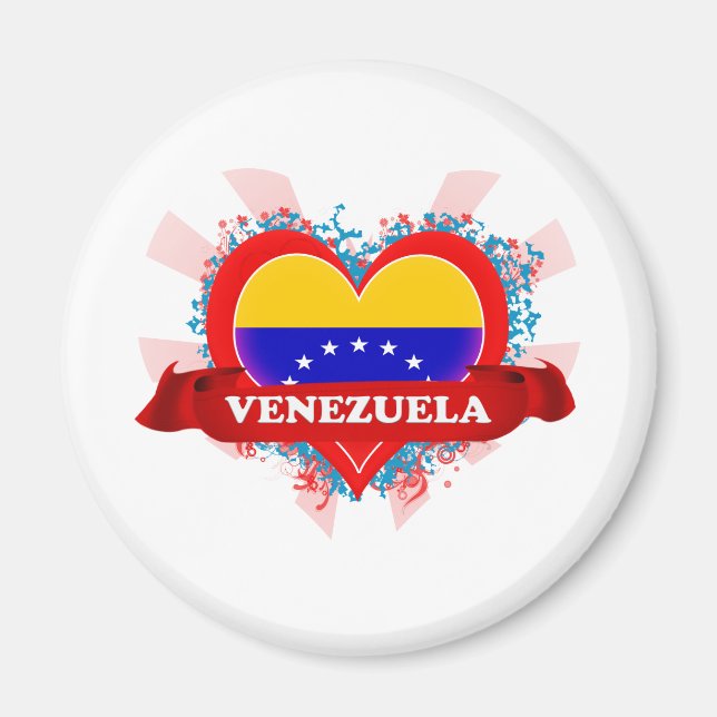 Aimant Vintage J'aime Venezuela (Devant)