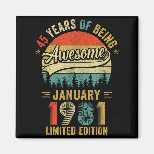 Aimant Vintage janvier 1981 Ancien 45e anniversaire Homme