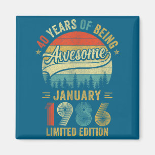 Aimant Vintage janvier 1986 Ancien 40e anniversaire Homme