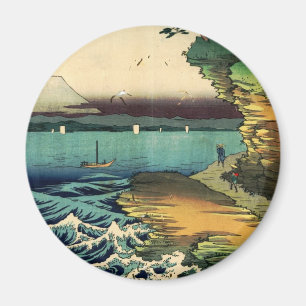 Aimant Vintage japonais Ukiyo-e Mt Fuji 房 州 保 ノ 田 海 岸