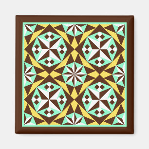 Aimant Vintage jaune Bleu Brown Barcelone Motif