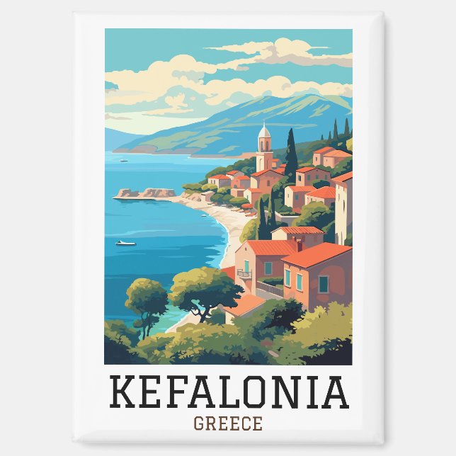 Aimant Vintage Kefalonia Grèce Retro Travel (Recto)