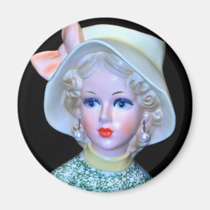 Aimant Vintage Lady Head Vase Flapper Cloche Casquette