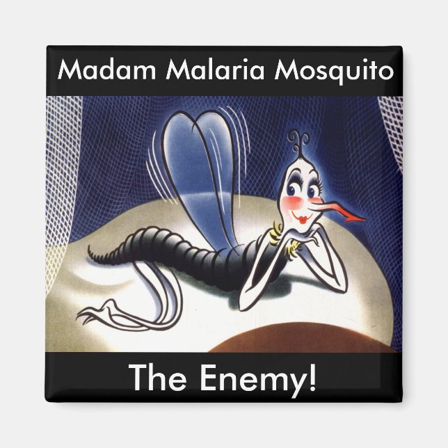 Aimant Vintage Madame Malaria Mosquito (Devant)