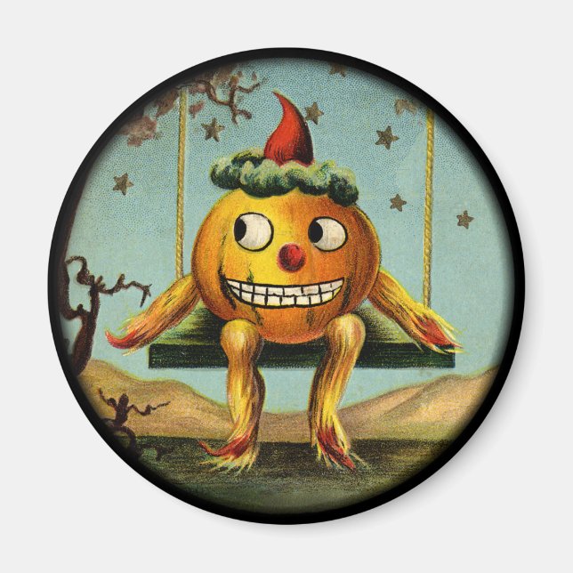 Aimant Vintage magnétique Citrouille Halloween (Devant)