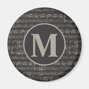 Aimant Vintage note de musique noire Motif Monogram
