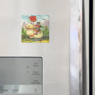 Aimant Vintage Pâques équitation un bébé poussin géant, Z