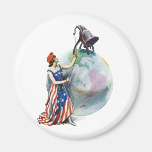 Aimant Vintage Patriotique Lady Liberty Magazine Couvertu