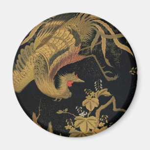 Aimant Vintage Phoenix Gold Black Bird japonais