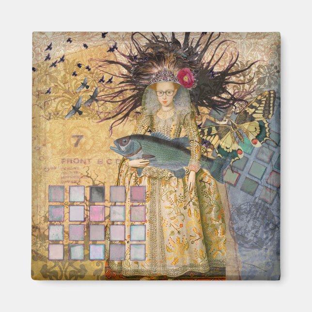 Aimant Vintage Pisces femme gothique classique (Devant)