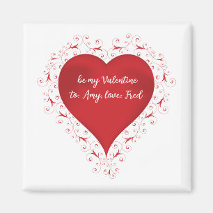 Aimant Vintage Red Valentine's Day Coeur Tourbillonnant p
