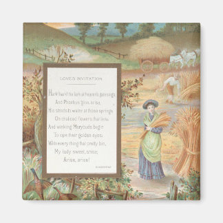 Aimant Vintage Retro Saint-Valentin, Paysage de campagne 