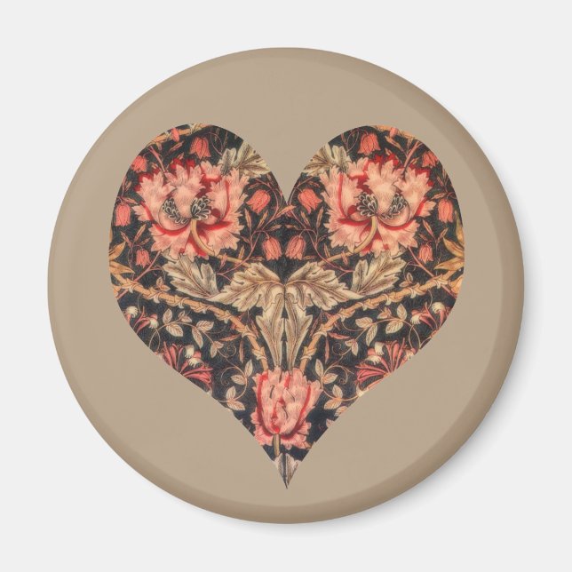 Aimant Vintage Romance Coeur Floral (Devant)