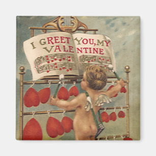 Aimant Vintage Saint-Valentin victorienne, Cupidon et Coe