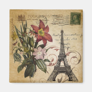 Aimant vintage scripts lily Paris Eiffel Tower
