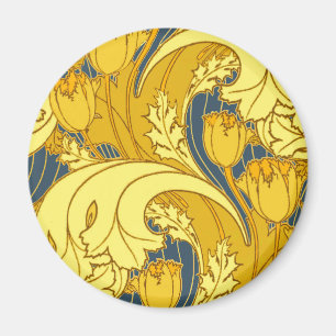 Aimant Vintage Tulip Blue Gold Motif