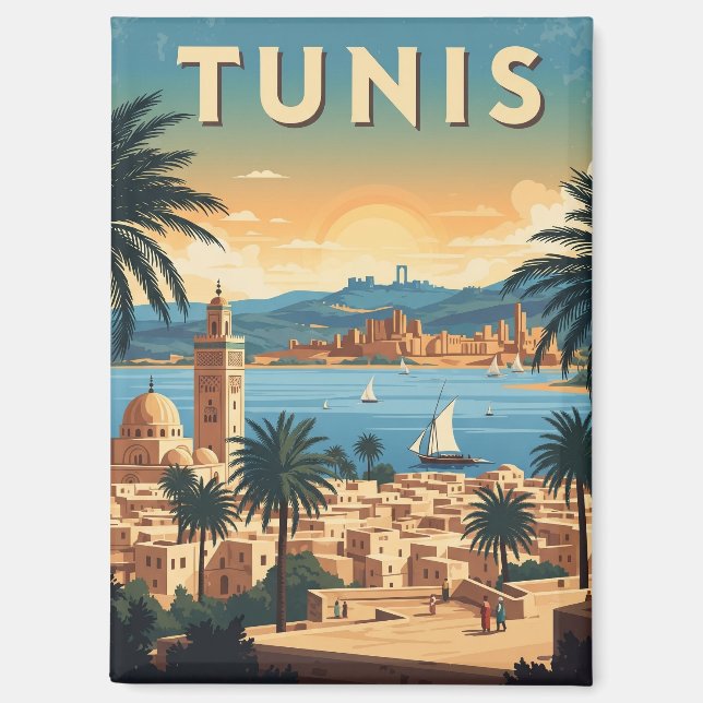 Aimant Vintage Tunis Tunisia Travel (Recto)