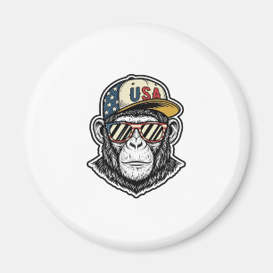 Aimant Vintage USA Chimp Lunettes de soleil patriotiques