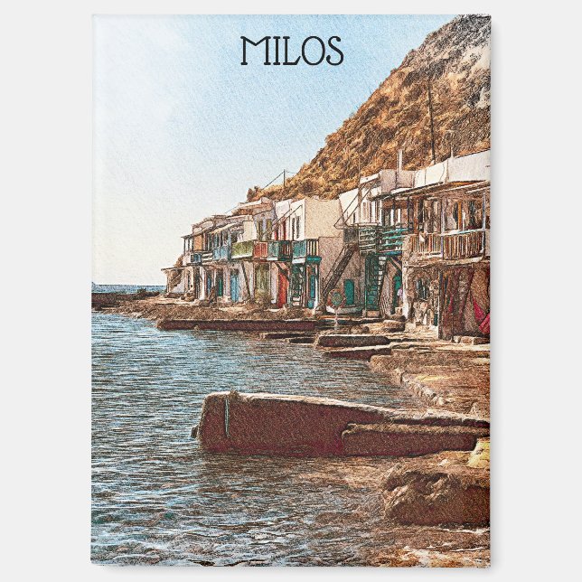 Aimant Vintage voyage cool Milos Grèce (Recto)