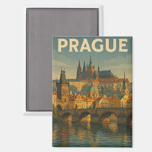Aimant Vintage voyage Prague République tchèque